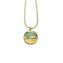  Turquoise Disc Necklace 20" Chain with 1" Stone Pendant | Minimalist Half-Metal Jewelry