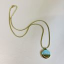  Turquoise Disc Necklace 20" Chain with 1" Stone Pendant | Minimalist Half-Metal Jewelry