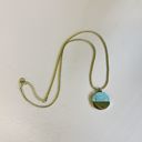  Turquoise Disc Necklace 20" Chain with 1" Stone Pendant | Minimalist Half-Metal Jewelry