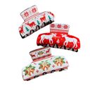  Ugly Christmas Sweater Hair Claw Gift Box | Boxed Set of 3 Holiday Hair Clips with Reindeer and Bells Motifs