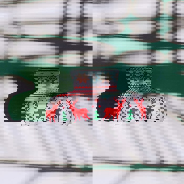 Ugly Christmas Sweater Red Reindeer Hair Claw in White | Claw Clip Hair Accessories