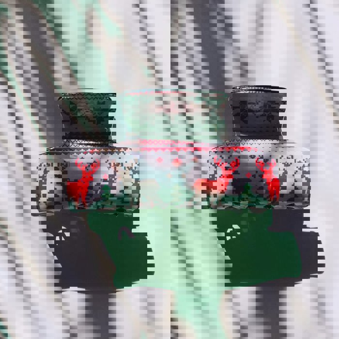 Ugly Christmas Sweater Red Reindeer Hair Claw in White | Claw Clip Hair Accessories