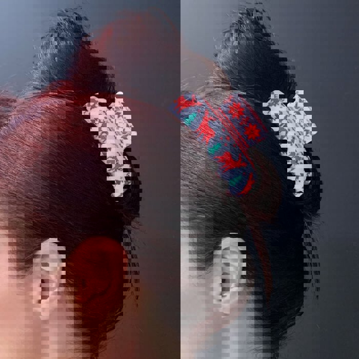 Ugly Christmas Sweater Red Reindeer Hair Claw in White | Claw Clip Hair Accessories