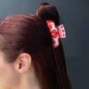  Ugly Christmas Sweater White Reindeer Hair Claw in Red | Claw Clip Hair Accessories