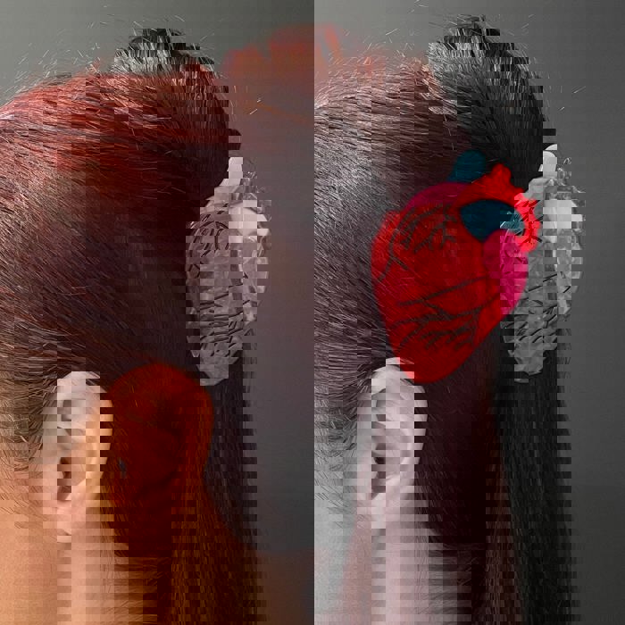 Anatomical Heart Hair Clip | Gothic Red Heart Shaped Claw Clip