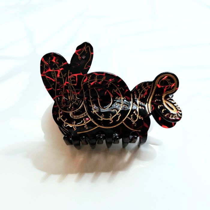 Coiled Snake Claw in Brown Gold and Red Hair Clip | Claw Clip Hair Accessories