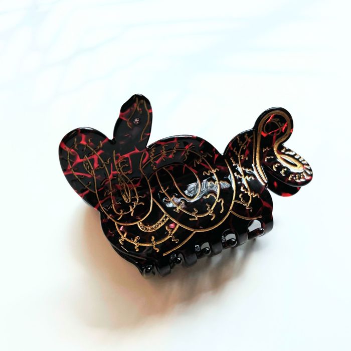 Coiled Snake Claw in Brown Gold and Red Hair Clip | Claw Clip Hair Accessories