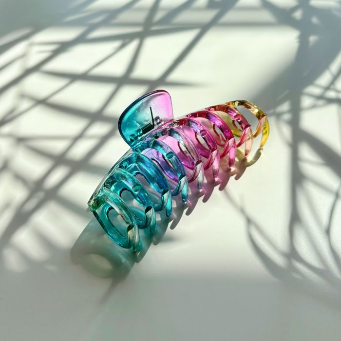The Lobster in Glossy Translucent Rainbow Hair Claw | Claw Clip Hair Accessories