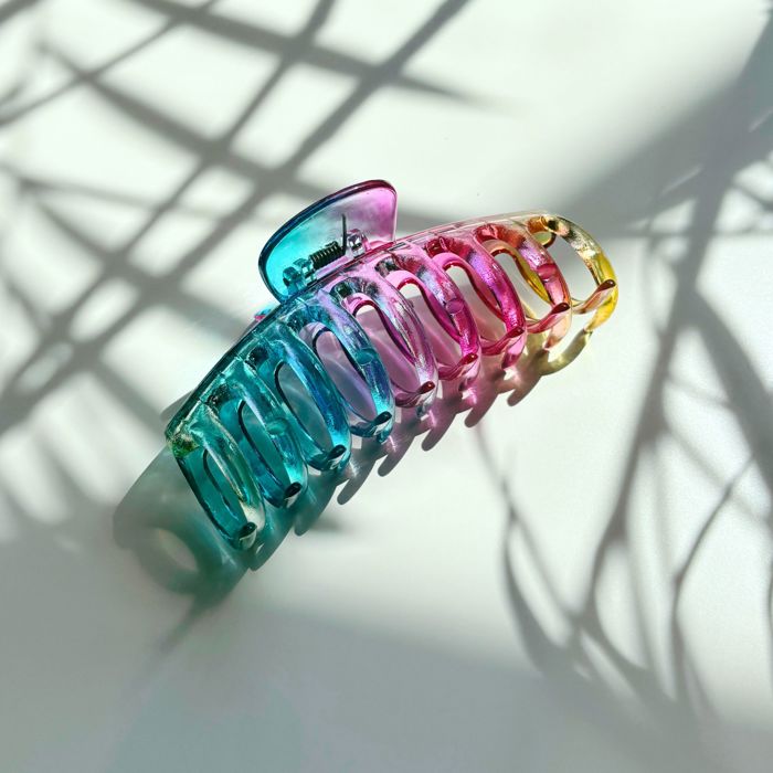The Lobster in Glossy Translucent Rainbow Hair Claw | Claw Clip Hair Accessories