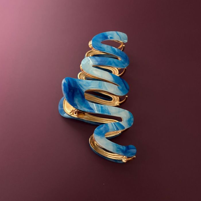 '80s Squiggle in Azure Sky Hair Clip | Claw Clip Hair Accessories
