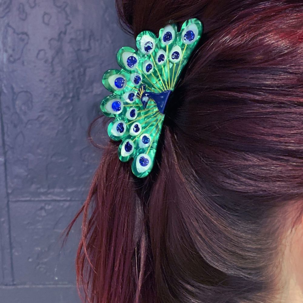 Velvet Claws Hair Clip | Gorgeous Peacock