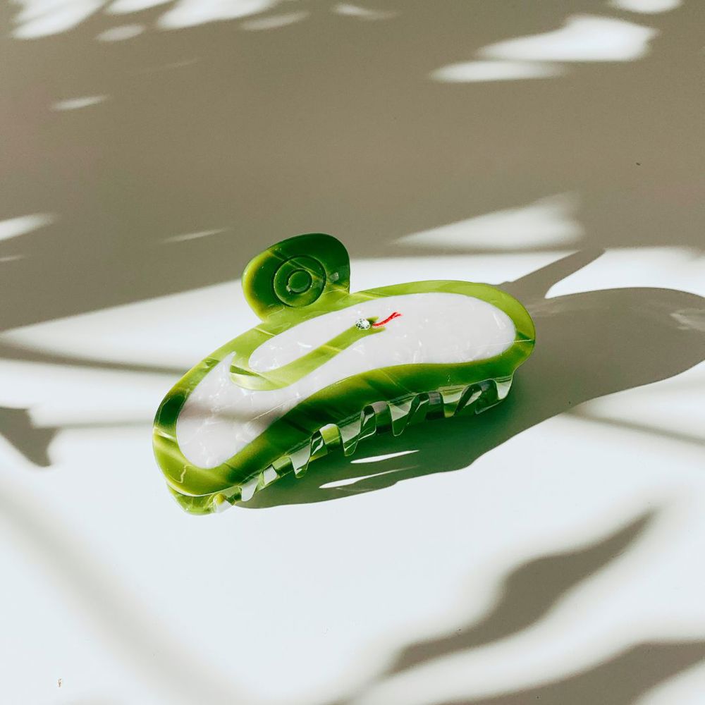 Velvet Claws Hair Clip | Green Snake