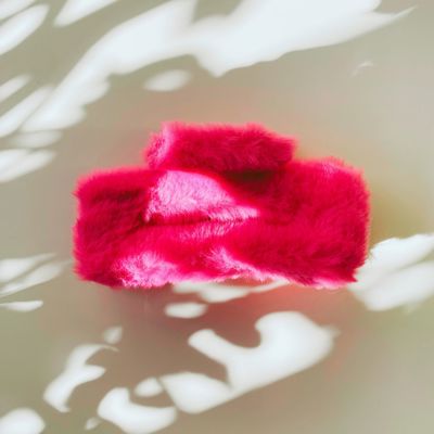 Rectangle Plush in Faux Fur Fuchsia Hair Clip | Claw Clip Hair Accessories