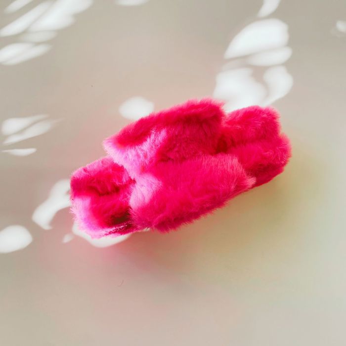 Rectangle Plush in Faux Fur Fuchsia Hair Clip | Claw Clip Hair Accessories