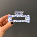  Painted Pottery Blue Floral Hair Clip | Claw Clip Hair Accessories
