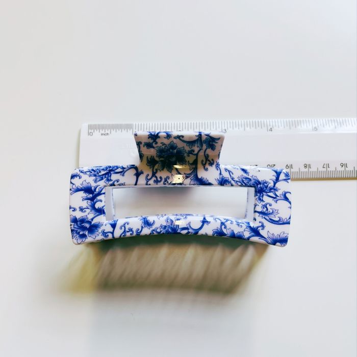 Painted Pottery Blue Floral Hair Clip | Claw Clip Hair Accessories
