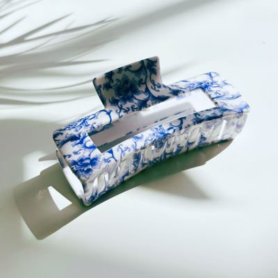 Painted Pottery Blue Floral Hair Clip | Claw Clip Hair Accessories