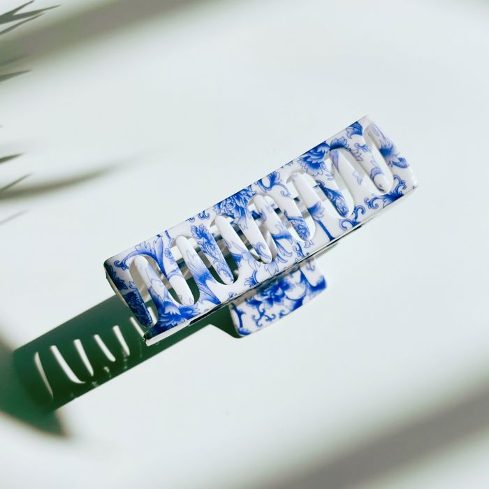Painted Pottery Blue Floral Hair Clip | Claw Clip Hair Accessories