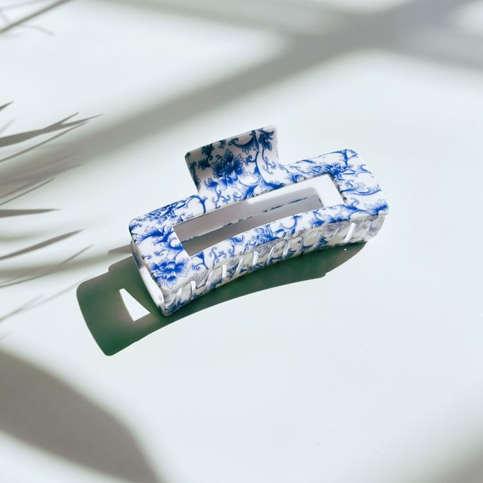 Painted Pottery Blue Floral Hair Clip | Claw Clip Hair Accessories