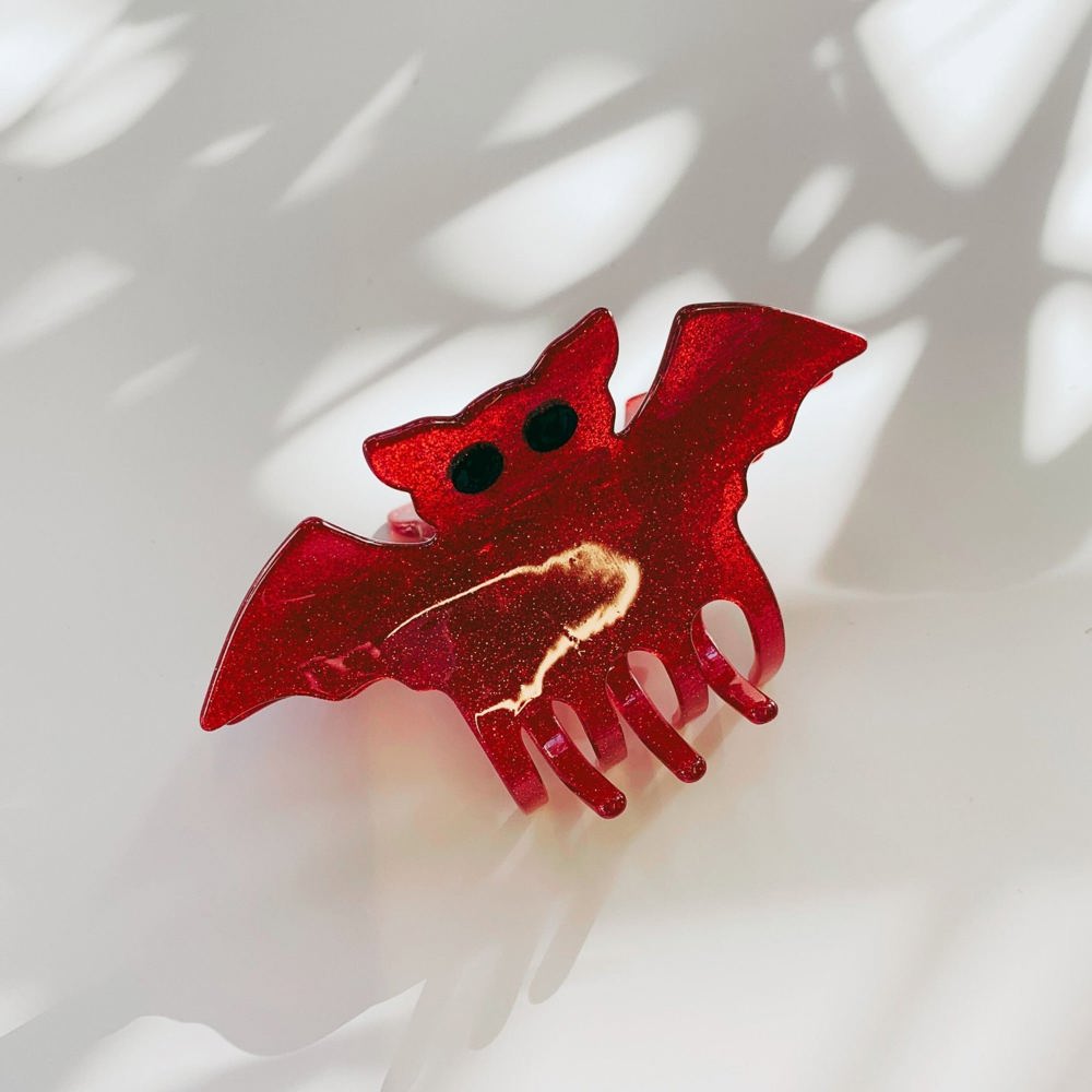 Velvet Claws Red Glitter Bat Mini Hair Claw