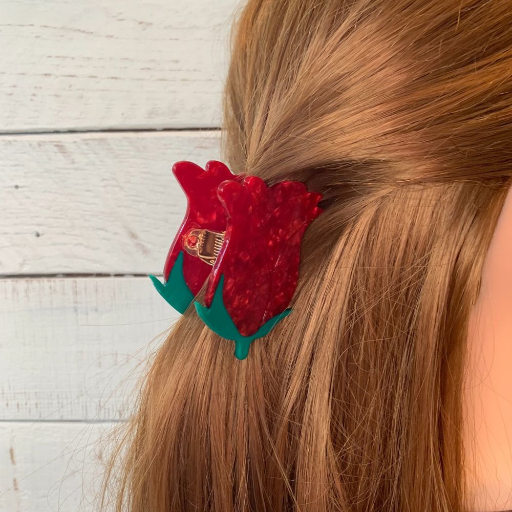 Velvet Claws Small Hair Clip | Red Rosebud