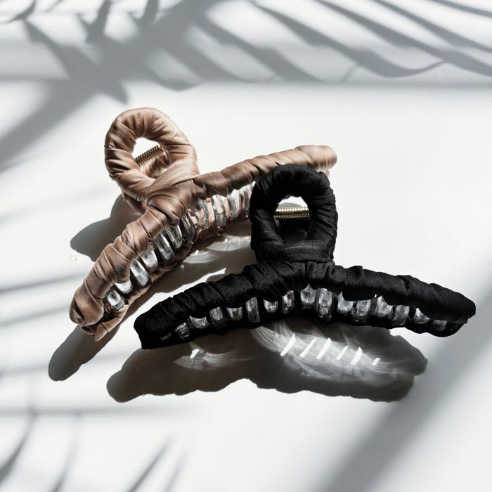  Ultra Profesh Satin Wrapped Thin Hair Claw in Black | Claw Clip Hair Accessories