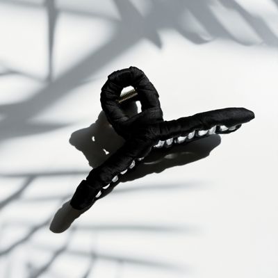  Ultra Profesh Satin Wrapped Thin Hair Claw in Black | Claw Clip Hair Accessories