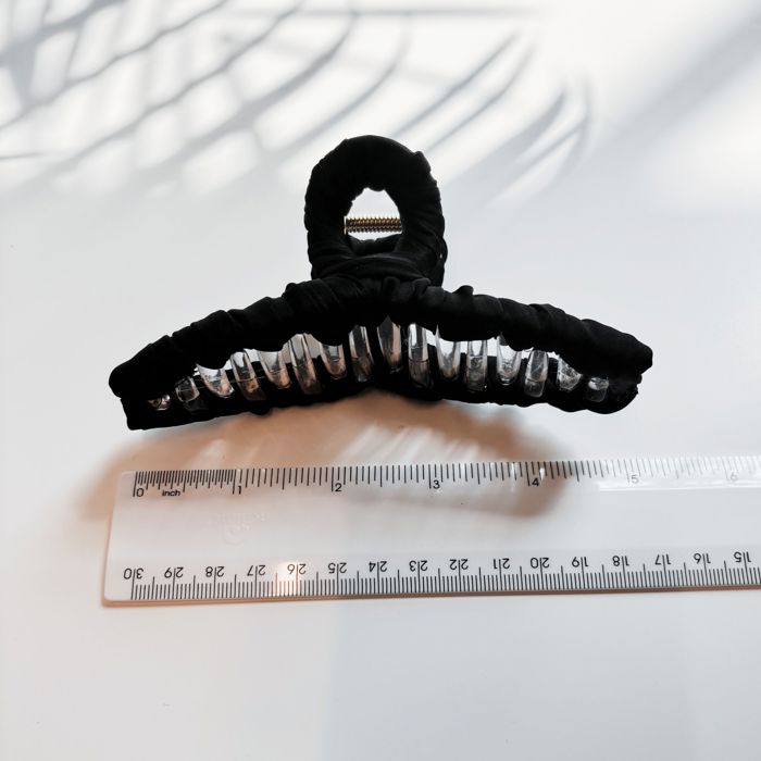  Ultra Profesh Satin Wrapped Thin Hair Claw in Black | Claw Clip Hair Accessories