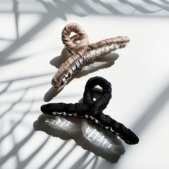  Ultra Profesh Satin Wrapped Thin Hair Claw in Black | Claw Clip Hair Accessories