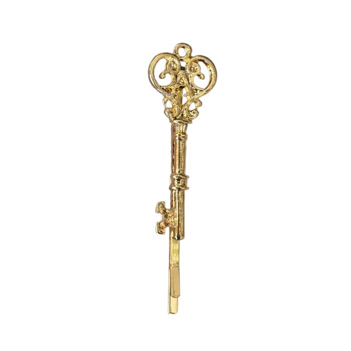 Victorian Key Single Hair Pin in Gold