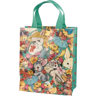 Vintage Easter Daily Tote Bag | Easter-themed Lunch Storage Bag | 8.75" x 10.25" x 4.75"
