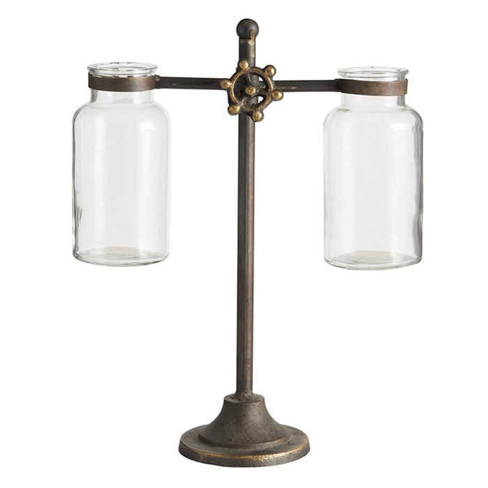 Vintage Glass Balance Scale  | Unique Iron Home Decor | Giftable Cast Iron Decoration 