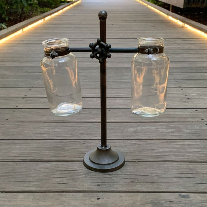 Vintage Glass Balance Scale  | Unique Iron Home Decor | Giftable Cast Iron Decoration 
