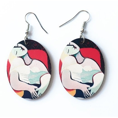 Vintage Picasso Oil Painting Drop Earrings (Abstract Image of a Woman) | Cubist Art Lover Fashion Jewelry