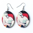  Vintage Picasso Oil Painting Drop Earrings (Abstract Image of a Woman) | Cubist Art Lover Fashion Jewelry