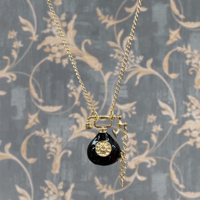 Vintage Telephone Long Pendant Necklace with Mini Phone Cord