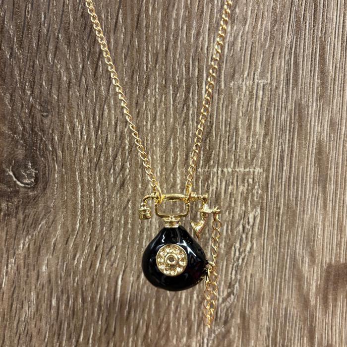 Vintage Telephone Long Pendant Necklace with Mini Phone Cord
