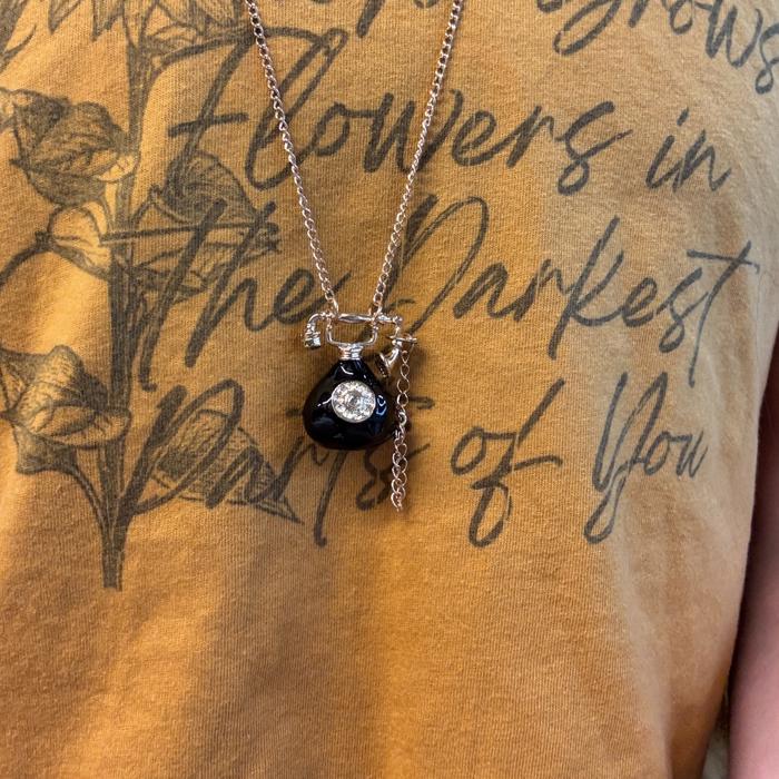 Vintage Telephone Long Pendant Necklace with Mini Phone Cord
