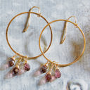  Dangle Hoop Gem Earrings - 6 Color Options |  Cut Glass Gemstones Fashion Jewelry