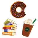 Snacks + Books Water Bottle Vinyl Stickers Set Water Bottle Vinyl Stickers Sets | 3 Assorted Waterproof Fun Novelty Decals