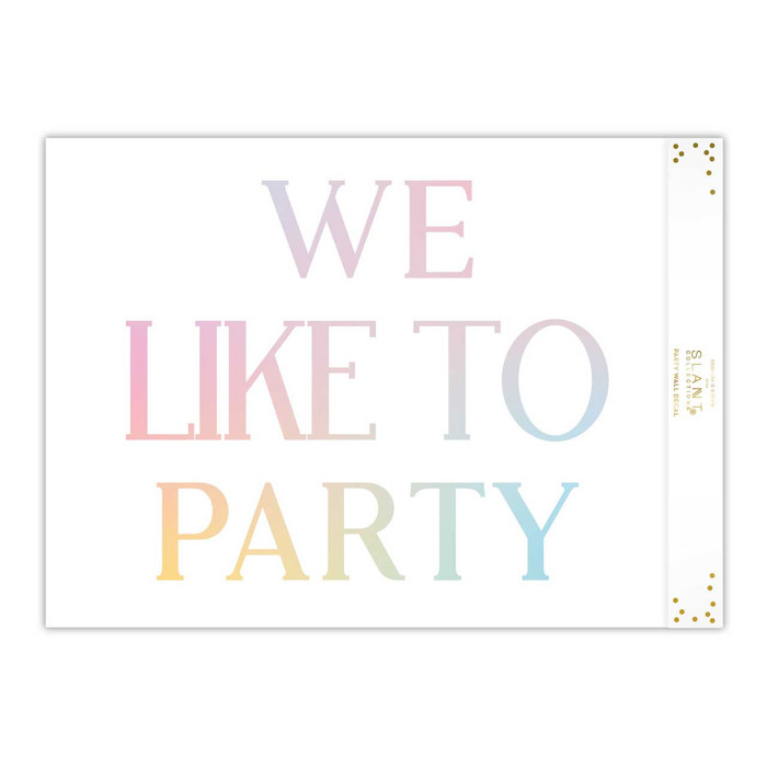 We Like To Party Large Adhesive Wall Decal | Pastel Reusable Party Wall Decoration | 28" x 20"