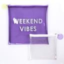  Weekend Vibes Lavender Transparent Zipper Pouch Set of 2 | Clear Pouch Set for Travel & Essentials