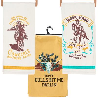 Cowgirl Cowboy Western Themed Kitchen Towels - 3 Styles