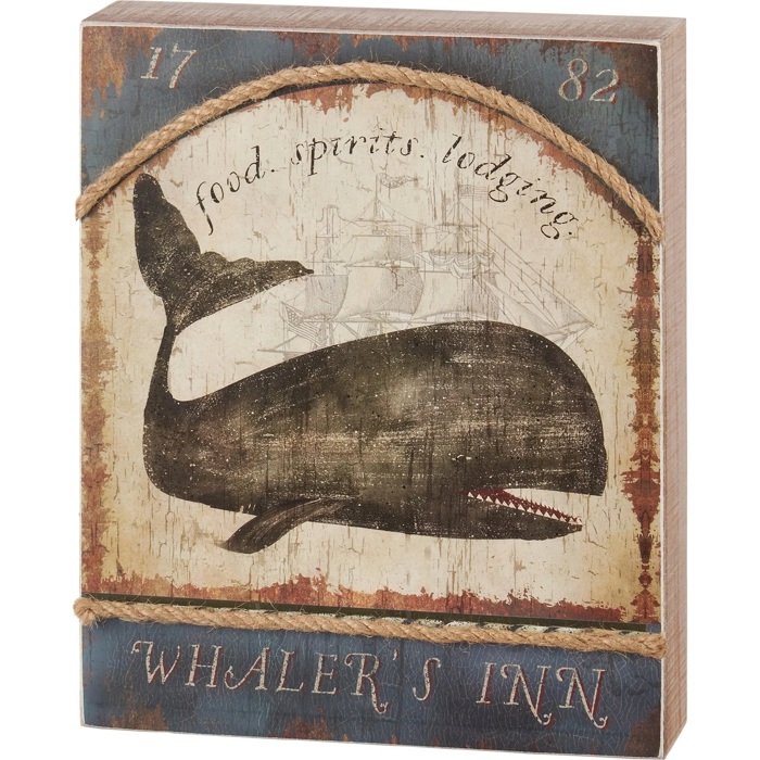 Whaler's Inn Box Sign | Nautical Themed Rustic Wooden Decor | 8" x 10"