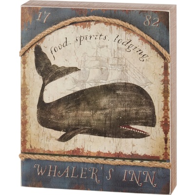 Whaler's Inn Box Sign | Nautical Themed Rustic Wooden Decor | 8" x 10"