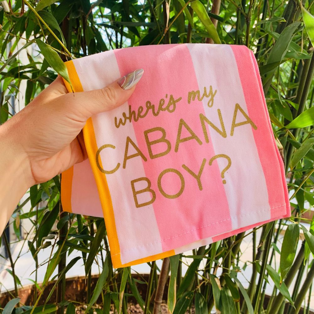 Where's My Cabana Boy Tea Towel in Multicolor Stripes | Cotton Kitchen Hand Dish Cloth | 28" x 18"