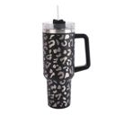 Black Cheetah Wild Cheetah Print 40 oz Stainless Steel Insulated Handle Tumbler - XL Size with Straw