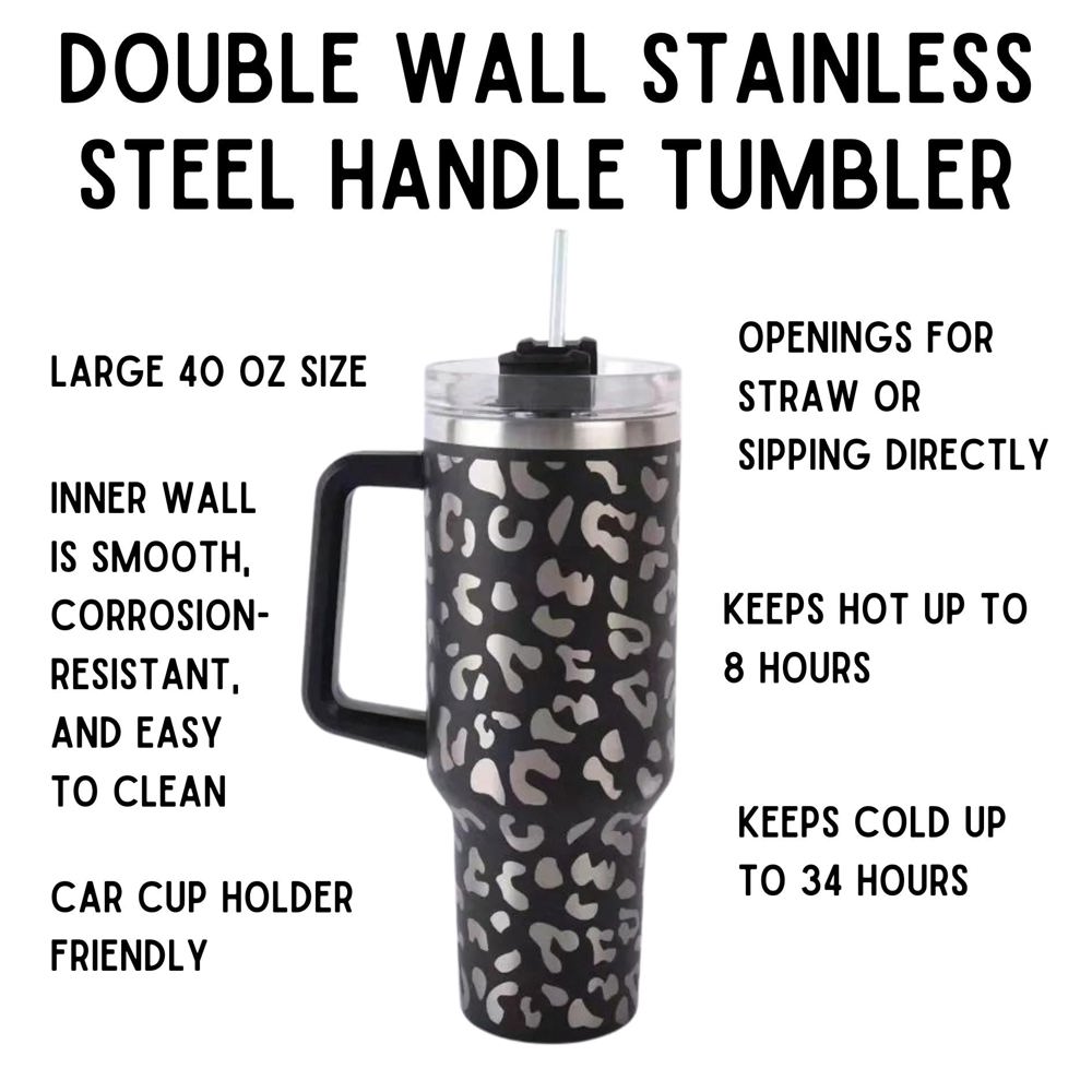 Wild Cheetah Print 40 oz Stainless Steel Insulated Handle Tumbler - XL Size with Straw