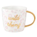  Wild Thing Cheetah Print Coffee Mug with Gold Lettering | 14 oz | Curved Gold Handle