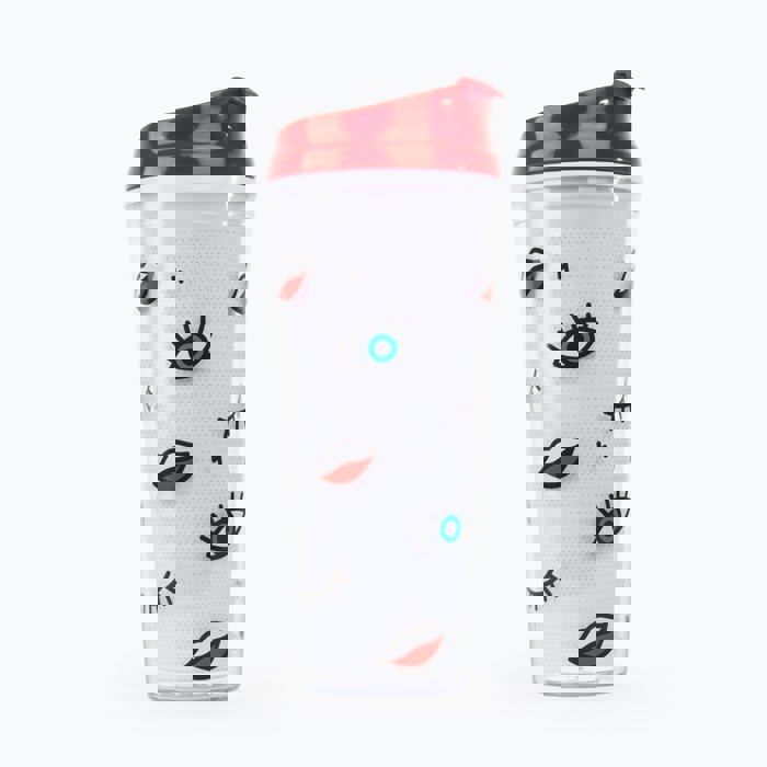 CLEARANCE Pop Art Eyes and Lips Double Wall Travel Tumbler Mug | Mod Style BPA Free